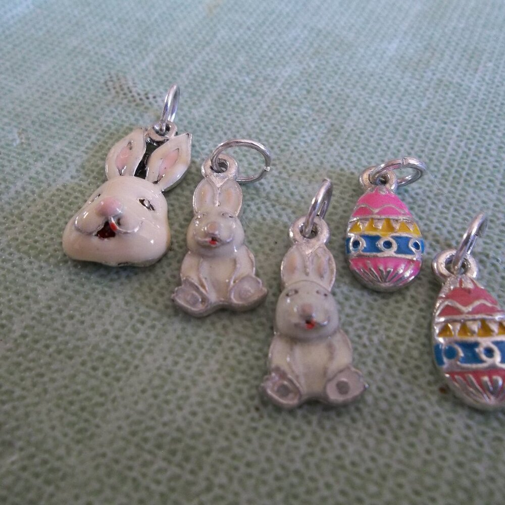 5) enamel Easter charms